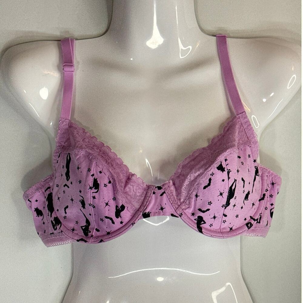 Savage‎ Fenty Underwired Unlined Bra in Bubble Pink Starry Pin Up 38B NWT